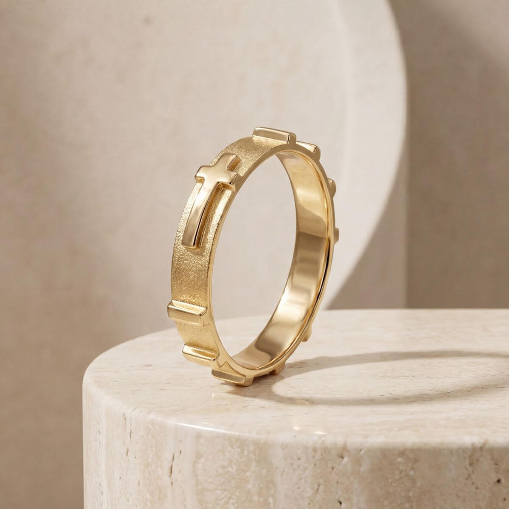 Anel Terço Engrenagem 3mm Masculino em Ouro 18k 750