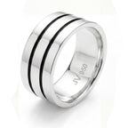 Anel Masculino Largo 10mm com Friso em Prata 950