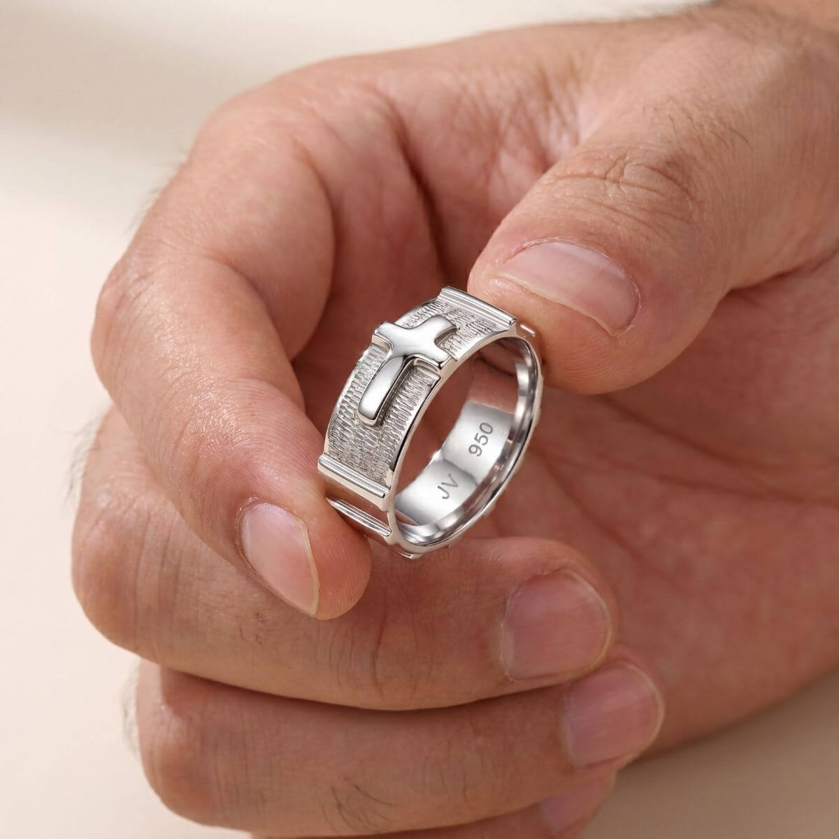Anel de Terço Masculino 8 mm em Prata 950