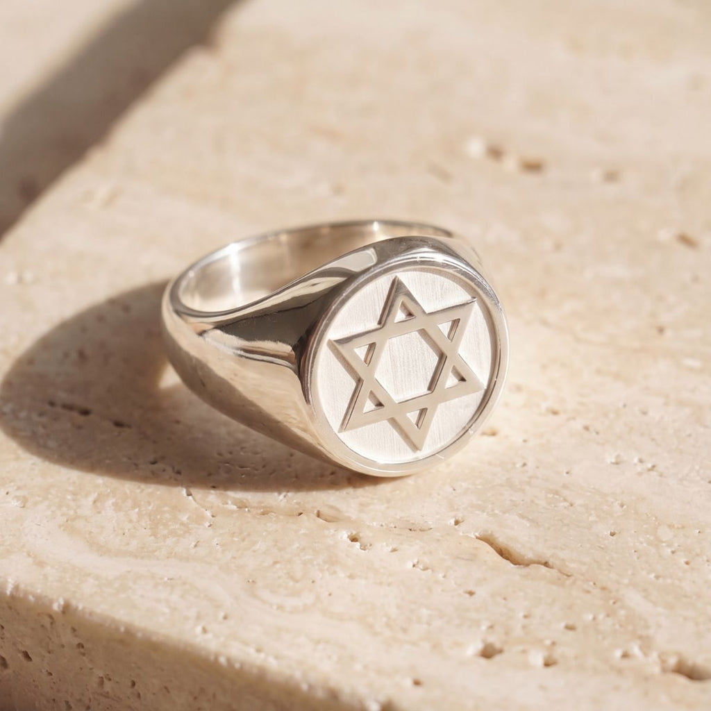 Anel Masculino Estrela de Davi em Prata 950