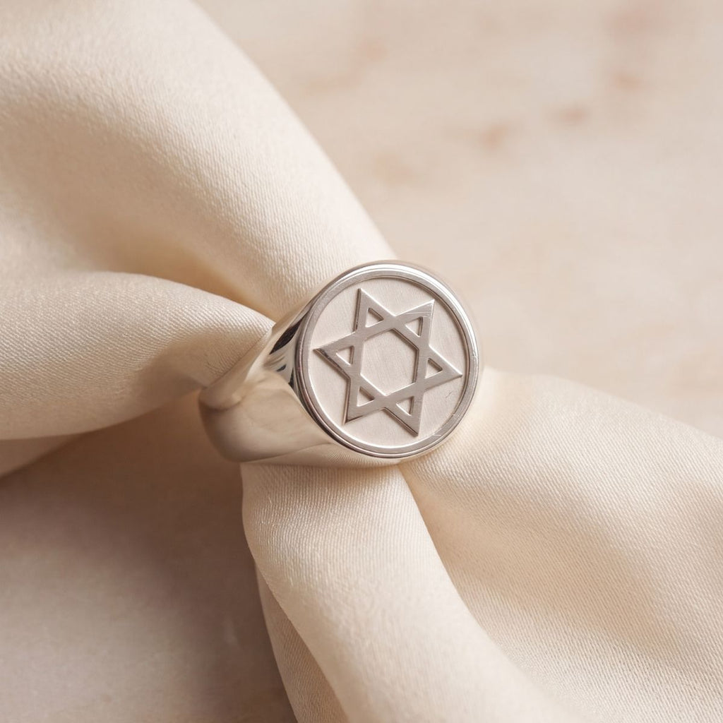 Anel Masculino Estrela de Davi em Prata 950