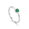 Anel com Pedra Zircônia Verde Esmeralda Prata 950