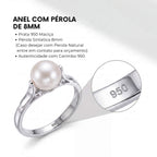 Anel Perola Prata 950 em Promoção