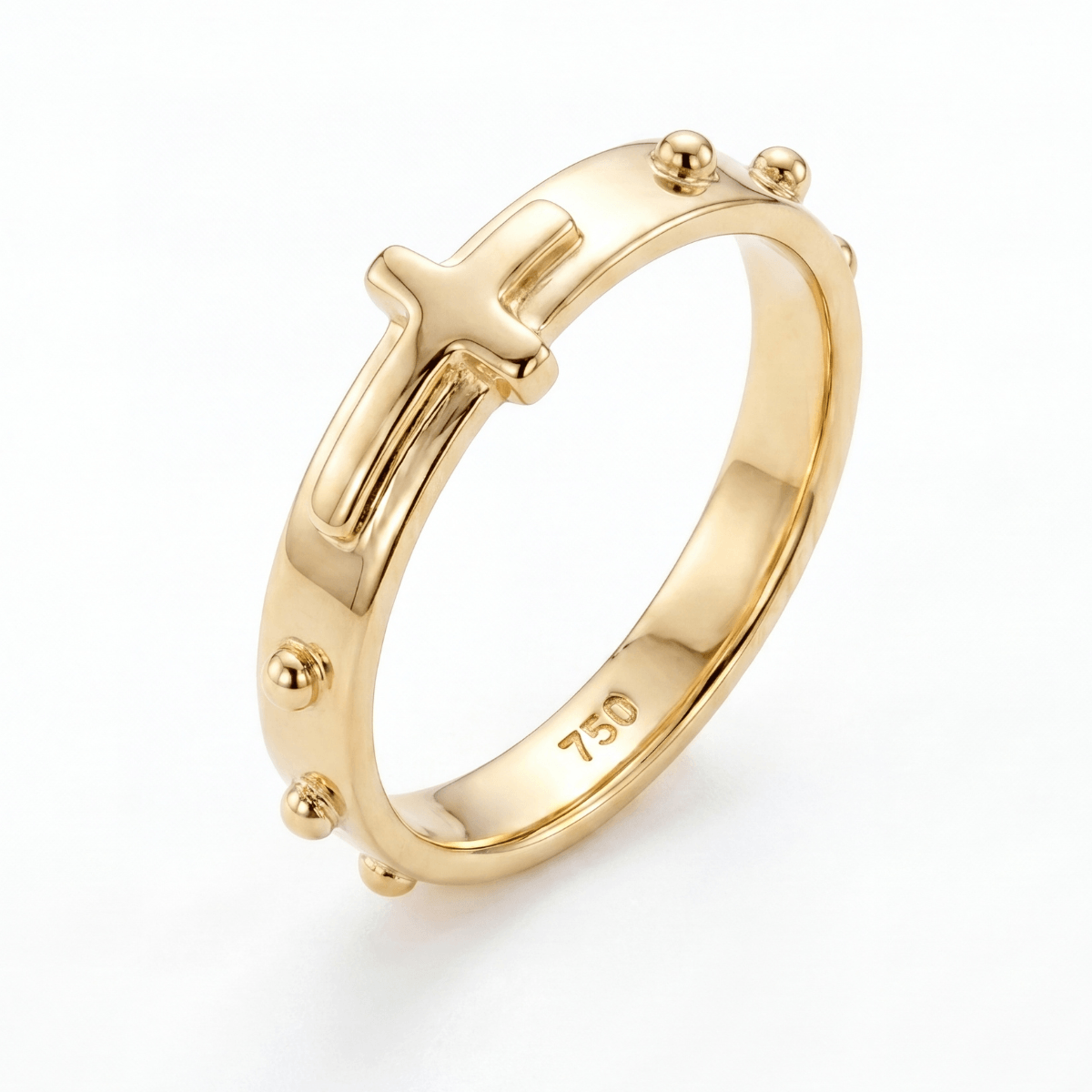 Anel de Terço Bolinha Ouro 18k 750