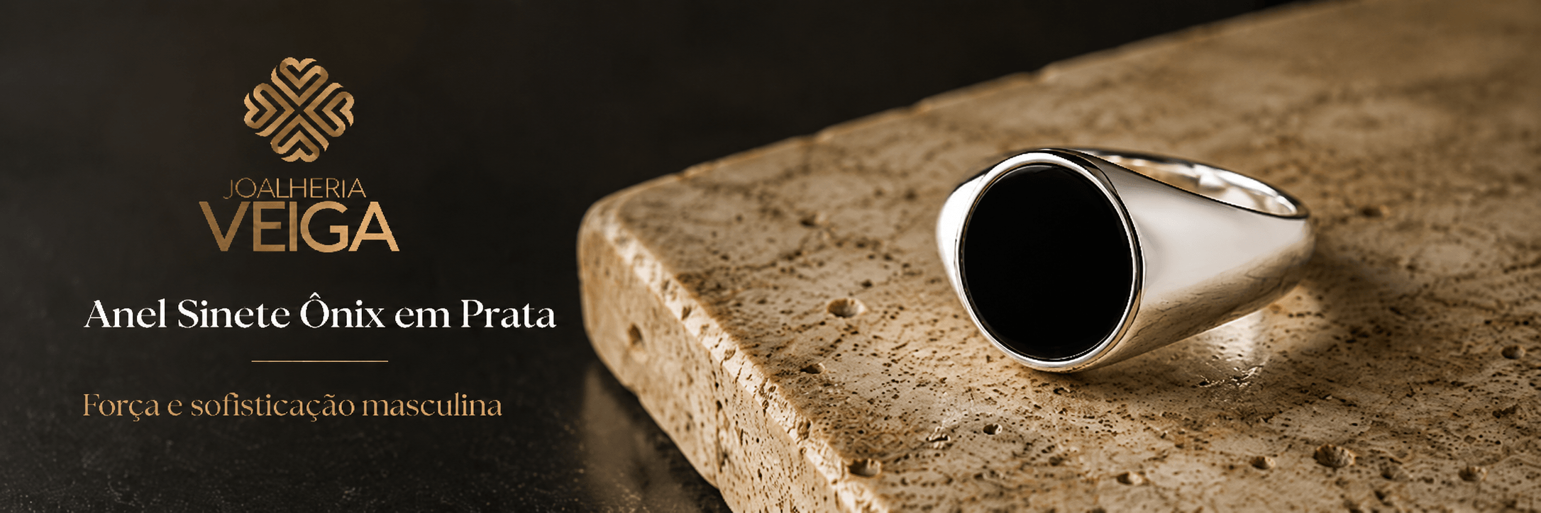 ANEL SINETE ONIX EM PRATA