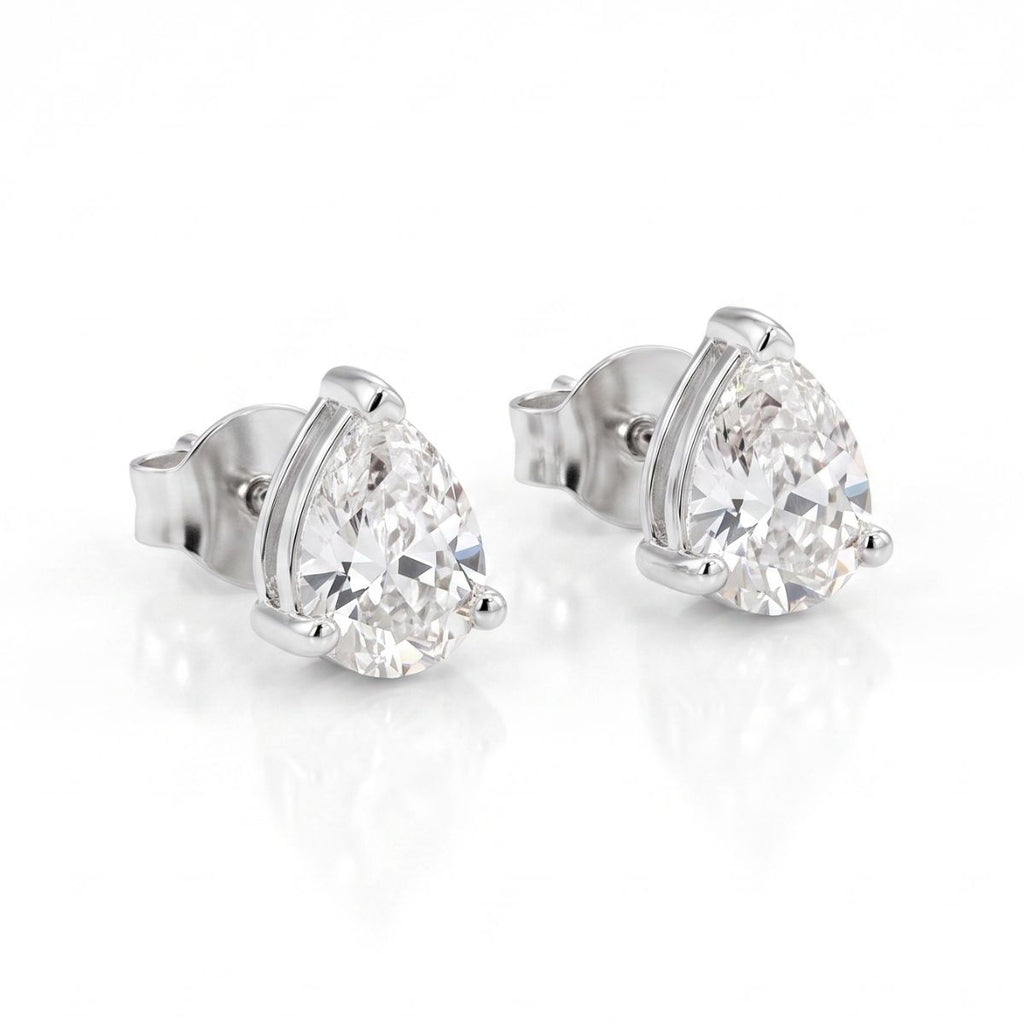 Brinco com Pedra Gota 6x8mm Prata 950