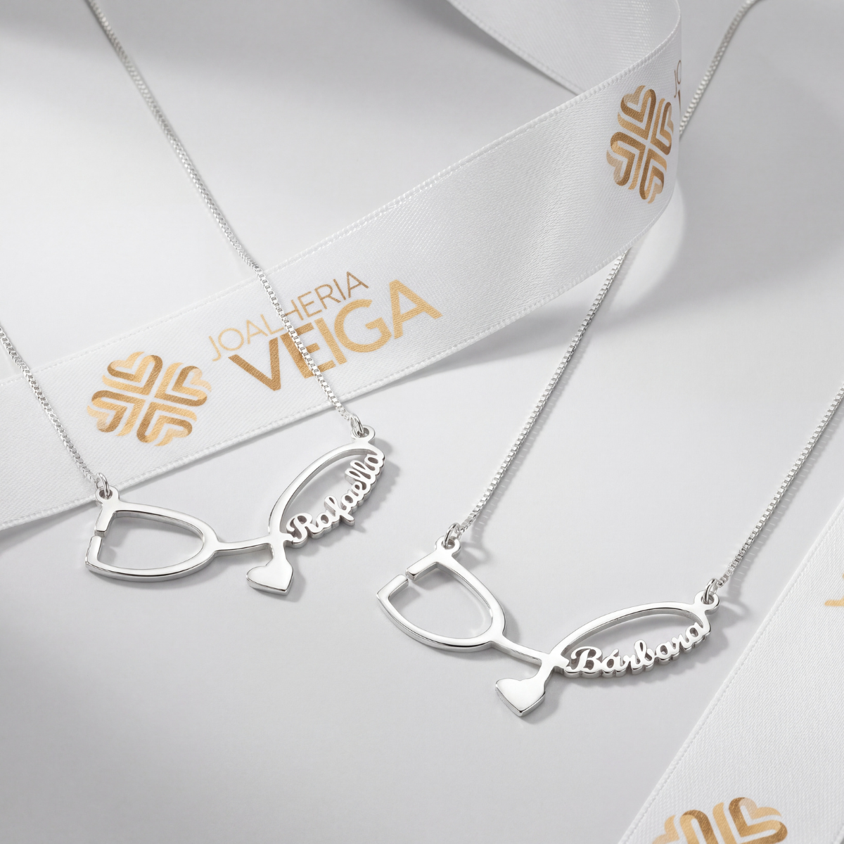 Colar Estetoscópio com Nome Personalizado em Prata 925