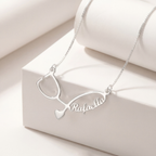 Colar Estetoscópio com Nome Personalizado em Prata 925