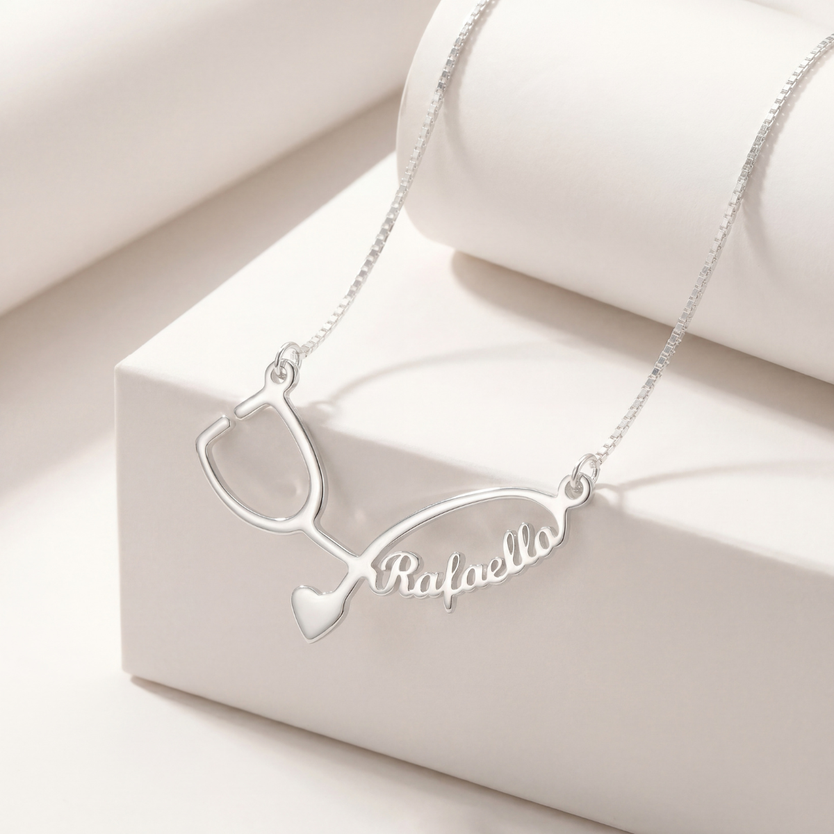 Colar Estetoscópio com Nome Personalizado em Prata 925