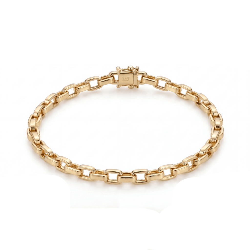 Pulseira Tijolinho de Ouro 18k 750 Masculina