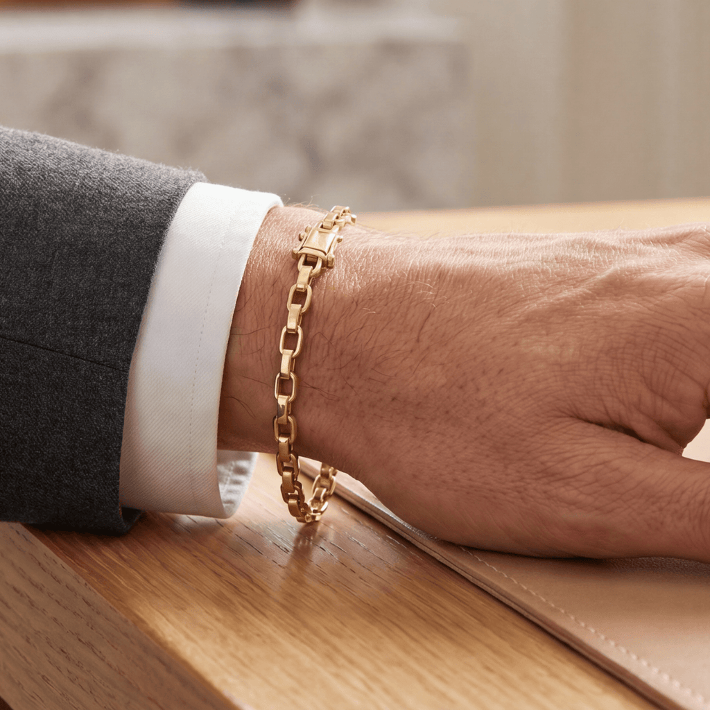 Pulseira Tijolinho de Ouro 18k 750 Masculina
