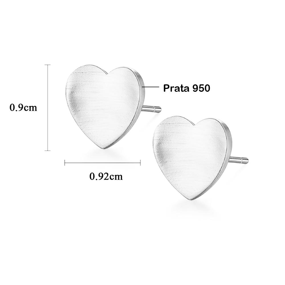 Brinco de Coração Prata 950 Escovado
