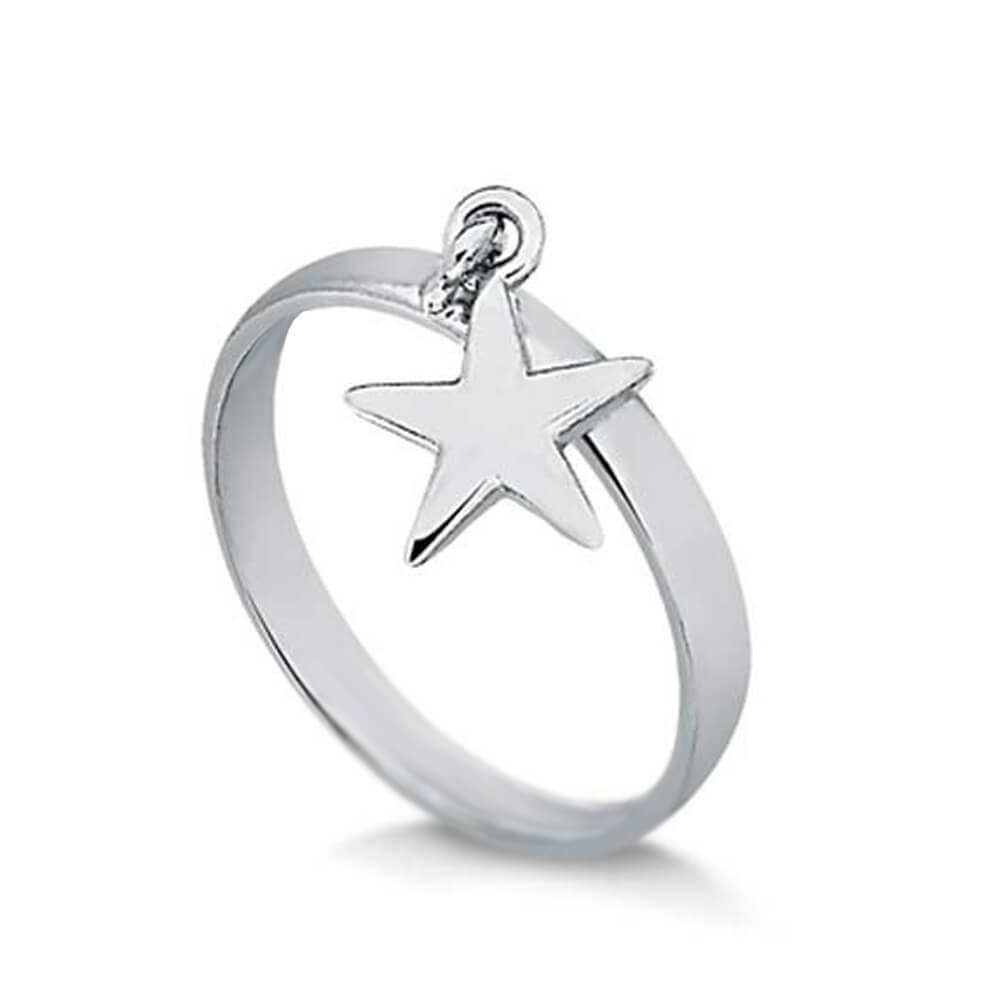 Anel com Pingente de Estrela Prata 950