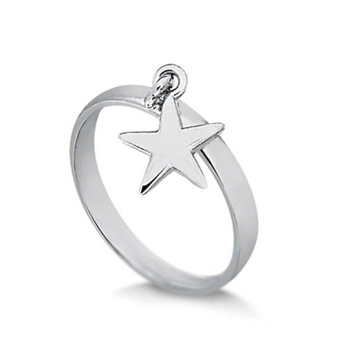 Anel com Pingente de Estrela Prata 950