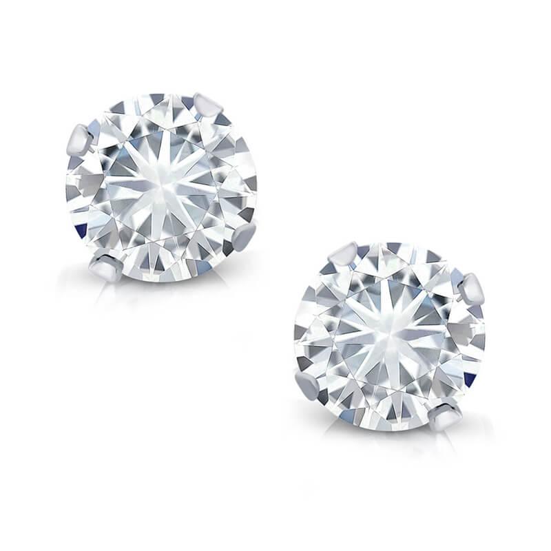 Brinco Ponto de Luz Prata 950 Zirconia Redonda 6 mm