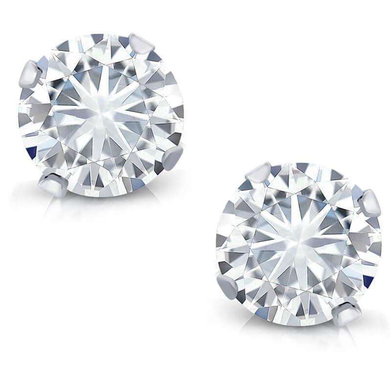 Brinco Ponto de Luz Prata 950 Zirconia Redonda 6 mm