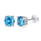 Brinco com Pedra Azul Claro em Prata 925
