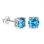 Brinco com Pedra Azul Claro em Prata 925
