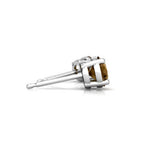 Brinco Redondo com Pedra de Zirconia Marrom em Prata 950