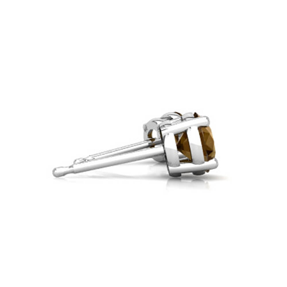 Brinco Redondo com Pedra de Zirconia Marrom em Prata 950