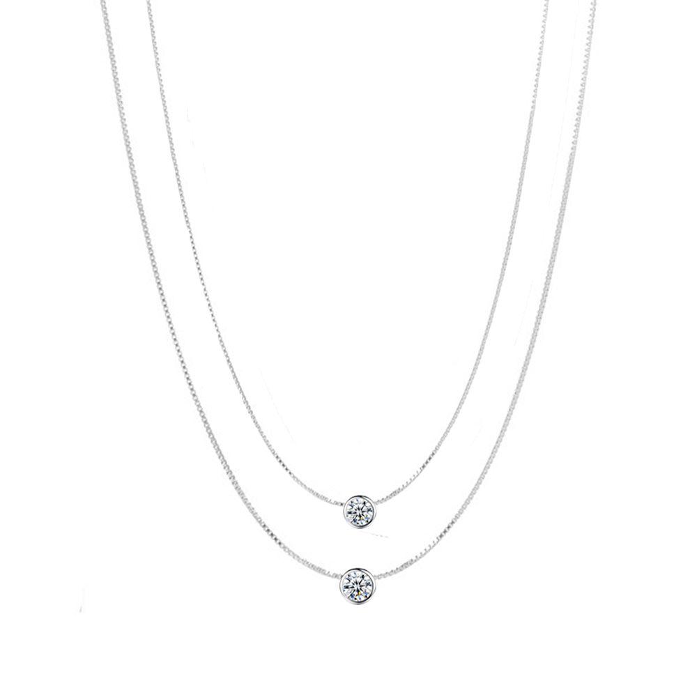 Mix Colar de Prata 925 Cordão Feminino com Pedra Zirconia
