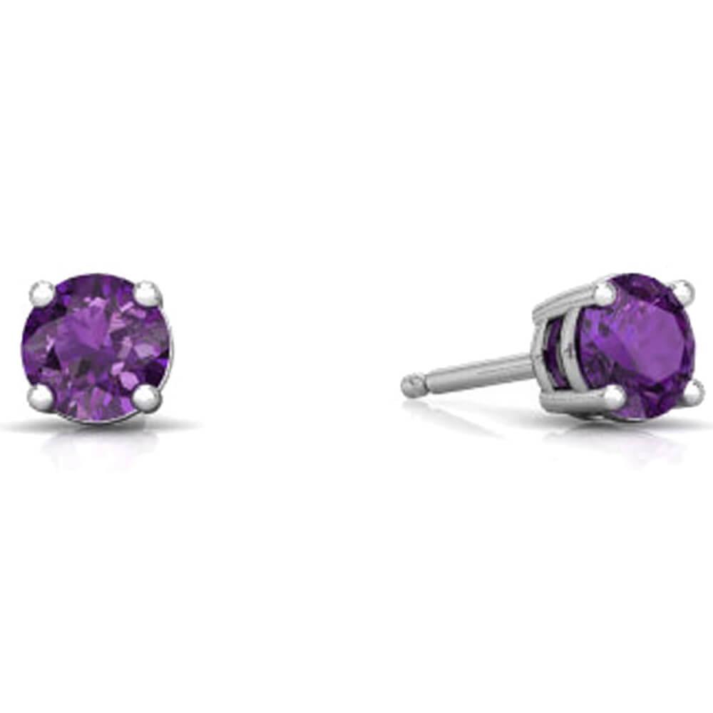 Brinco com Pedra de Zirconia Roxa em Prata 950