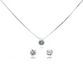 Conjunto com Pedra de Zirconia Prata 925 Brinco Colar 45 cm