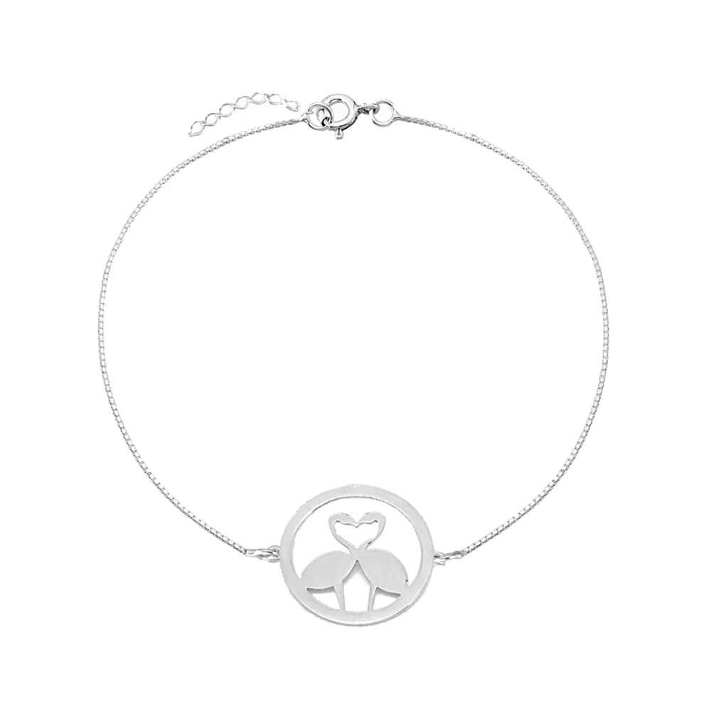 Pulseira Casal de Flamingos em Prata 950