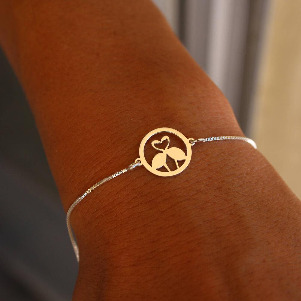 Pulseira Casal de Flamingos em Prata 950