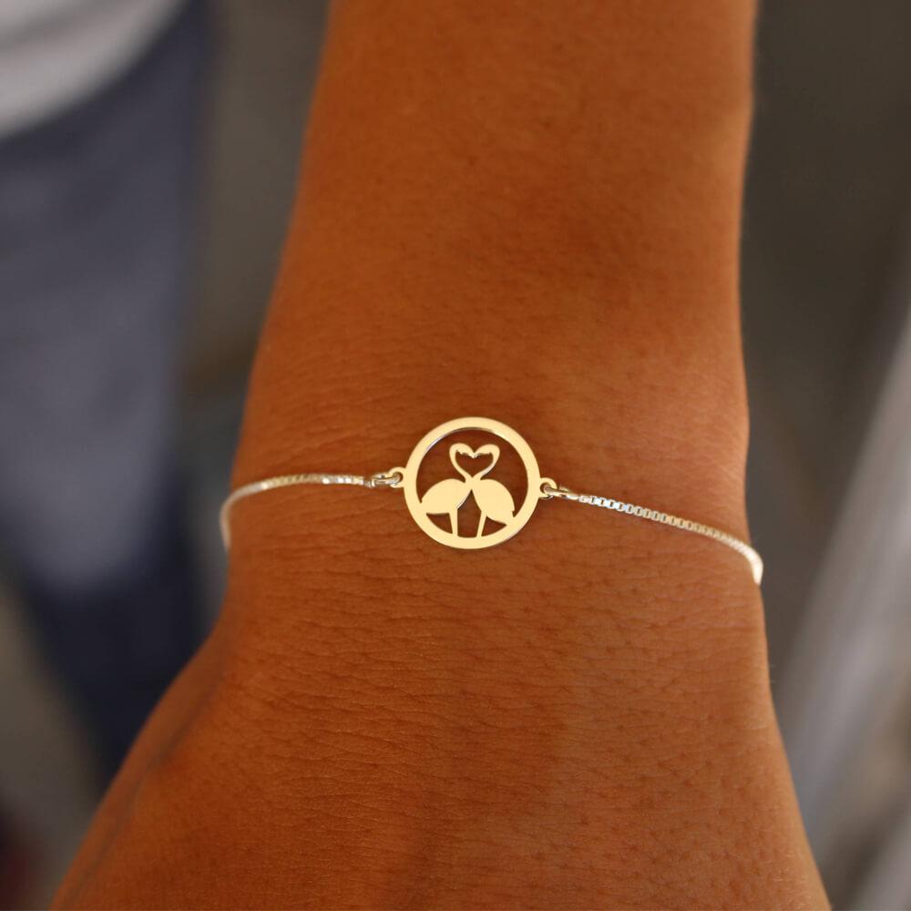 Pulseira Casal de Flamingos em Prata 950