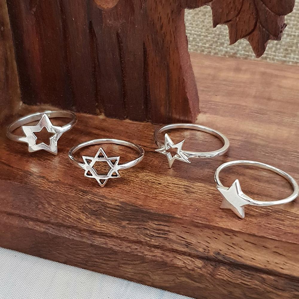 Anel Estrela de Davi Feminino em Prata 950
