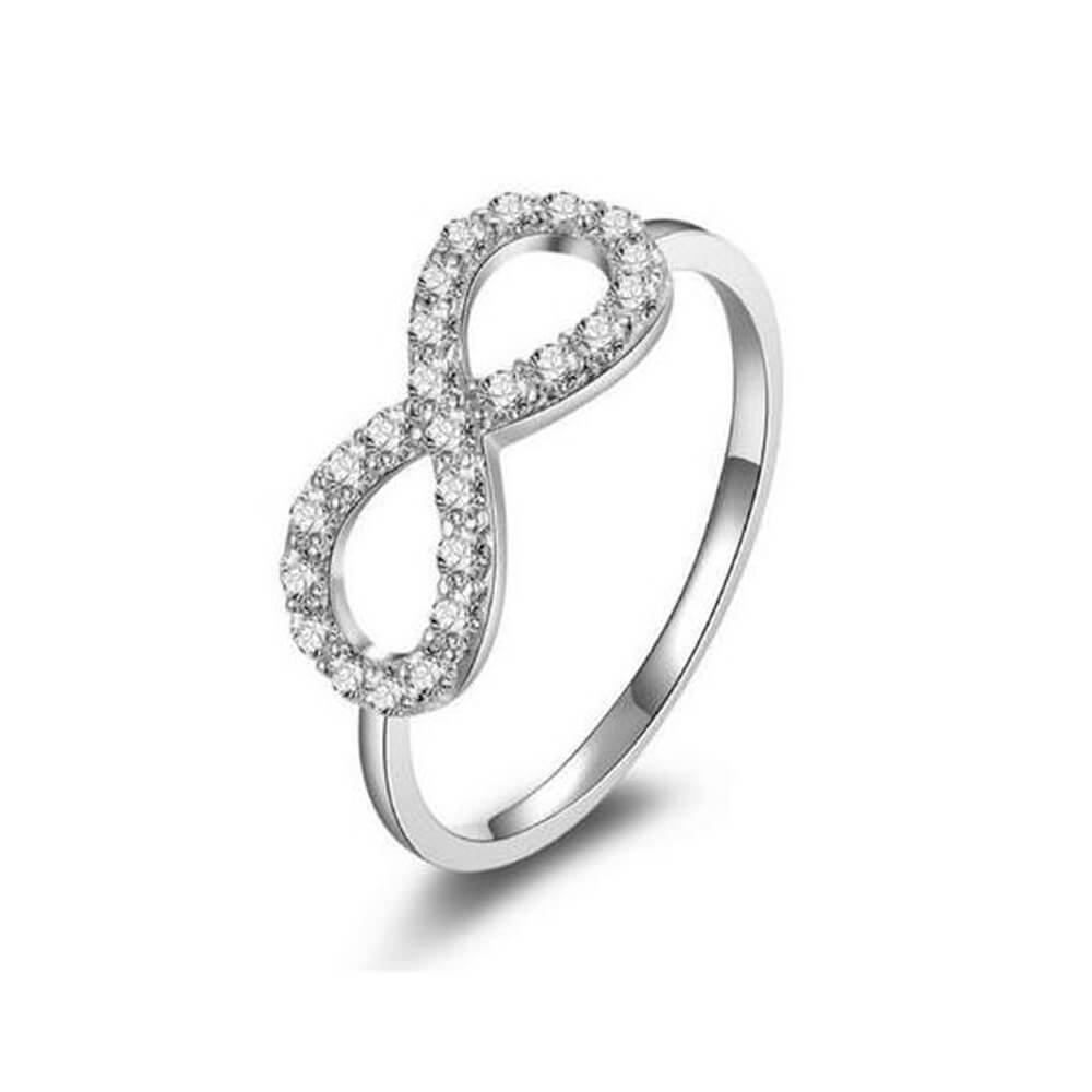 Anel Infinito com Pedras de Zirconia em Prata 925