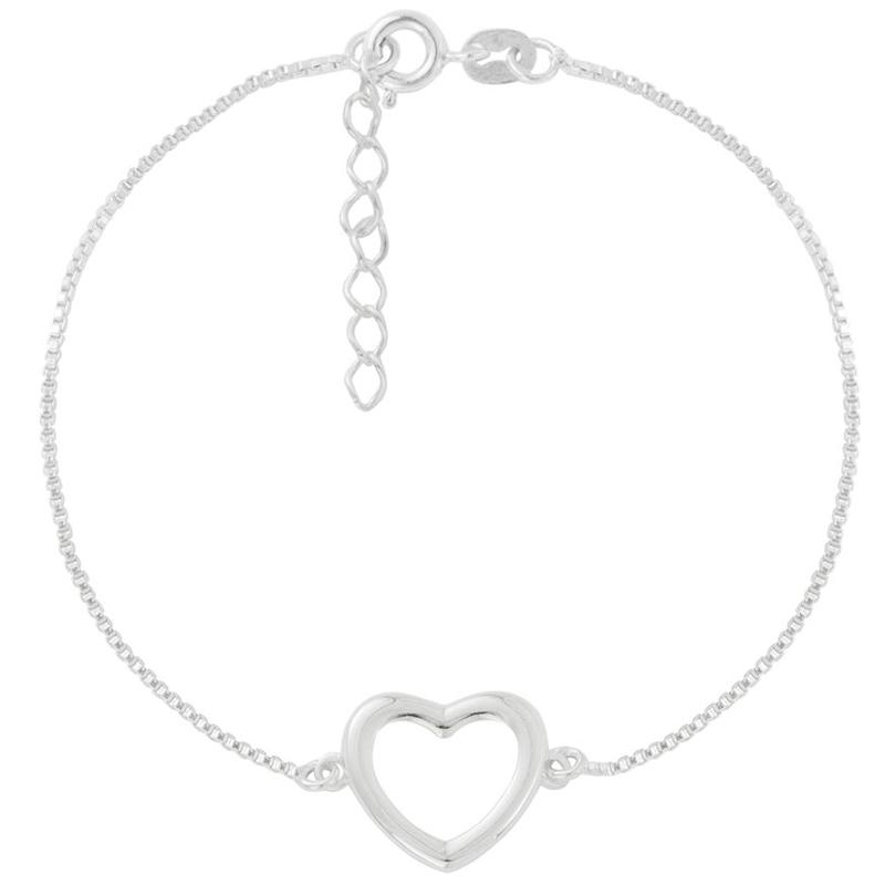 Pulseira de Prata 925 com Coração