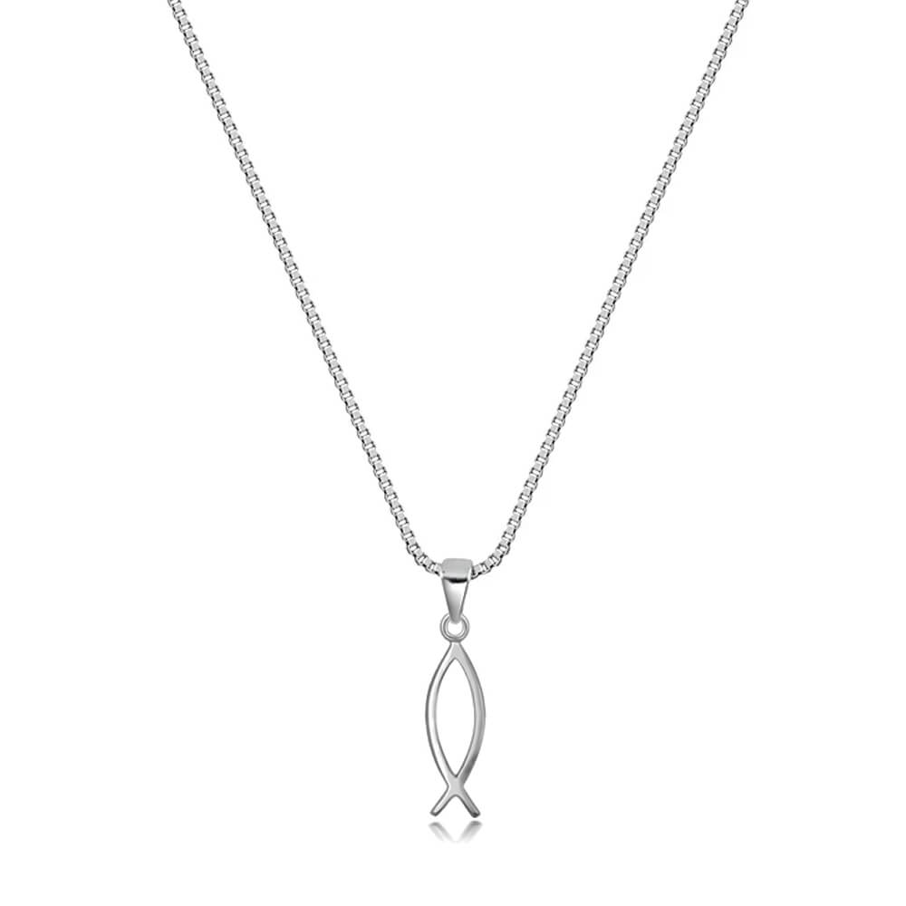 Colar Simbolo Cristão Feminino em Prata 925