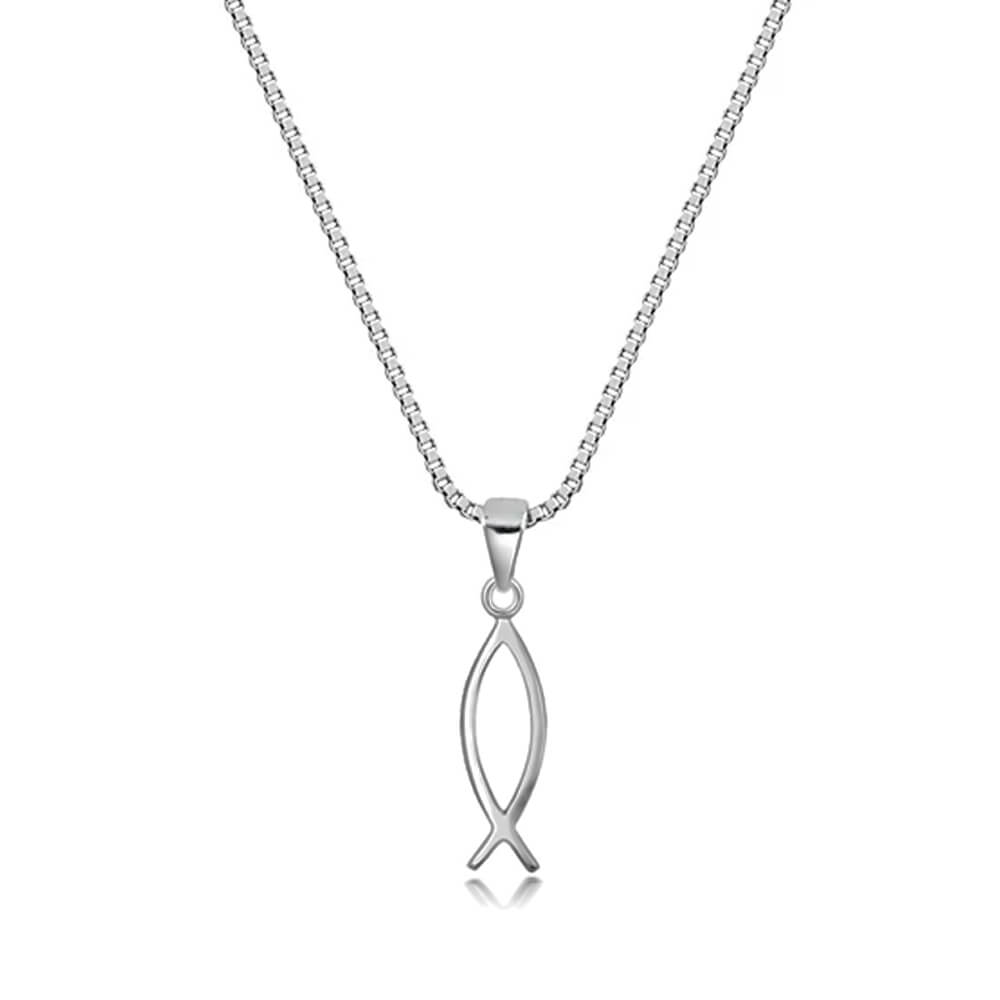 Colar Simbolo Cristão Feminino em Prata 925