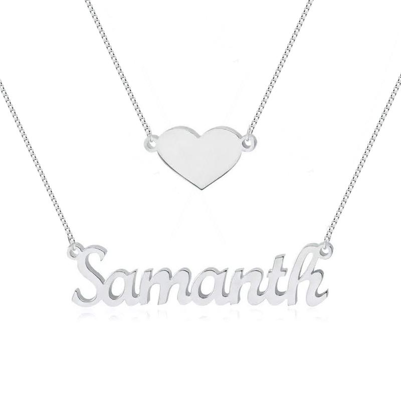 Colar Nome Personalizado com Coração Prata 925