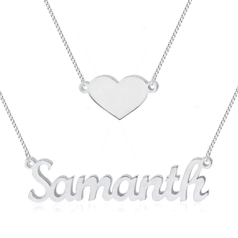 Colar Nome Personalizado com Coração Prata 925