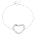 Pulseira com Coração Grande Vazado em Prata 925