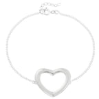Pulseira com Coração Grande Vazado em Prata 925