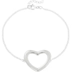 Pulseira com Coração Grande Vazado em Prata 925