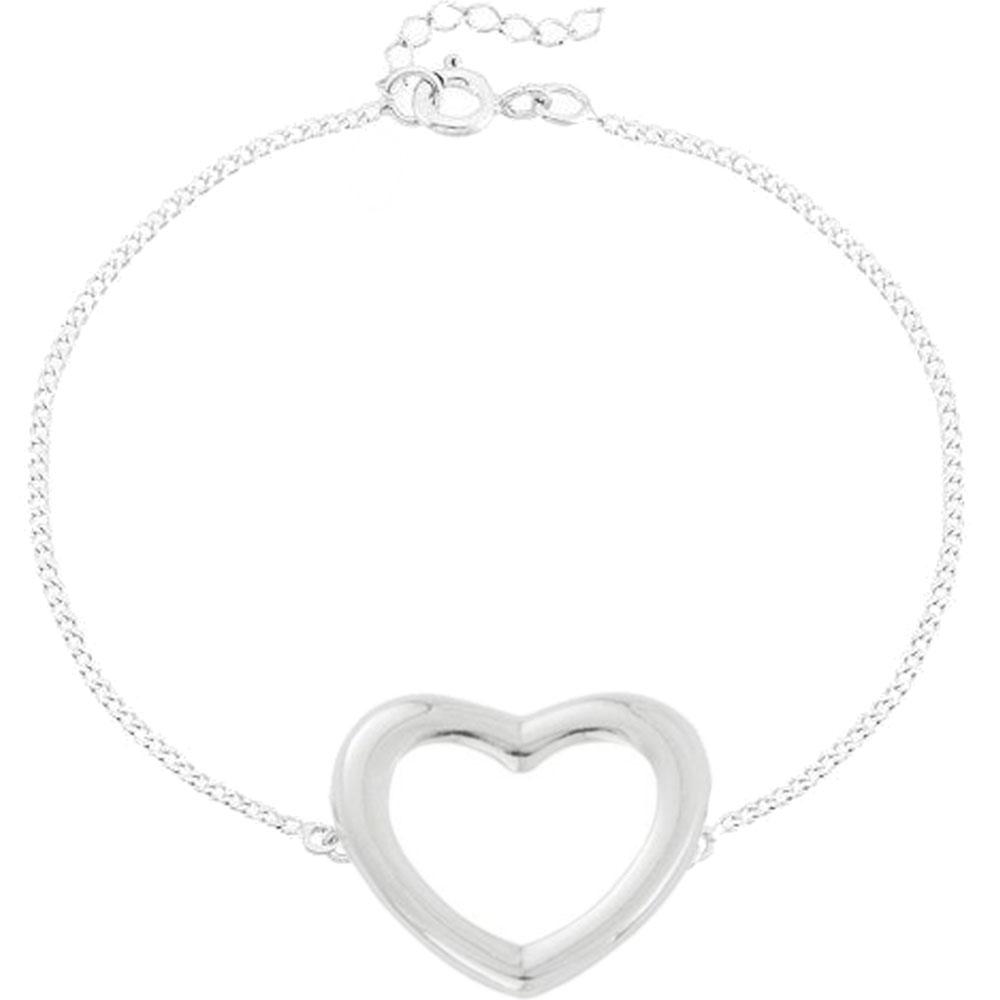 Pulseira com Coração Grande Vazado em Prata 925