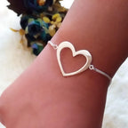 Pulseira com Coração Grande Vazado em Prata 925