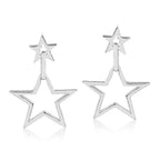 Brinco com Duas Estrelas Vazadas em Prata 950